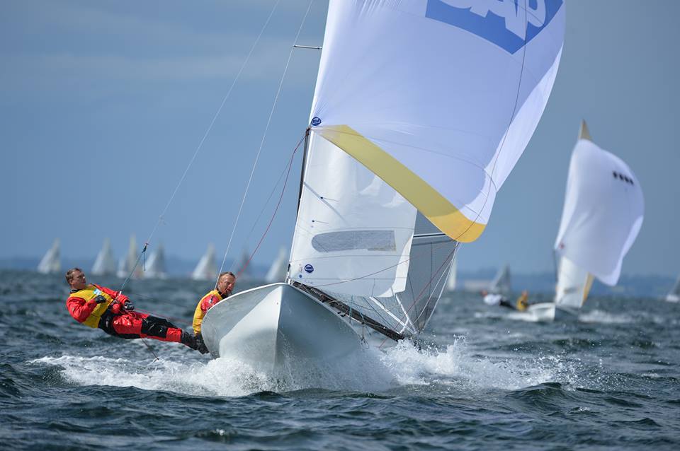 Dacron sail with printed sponsor graphics