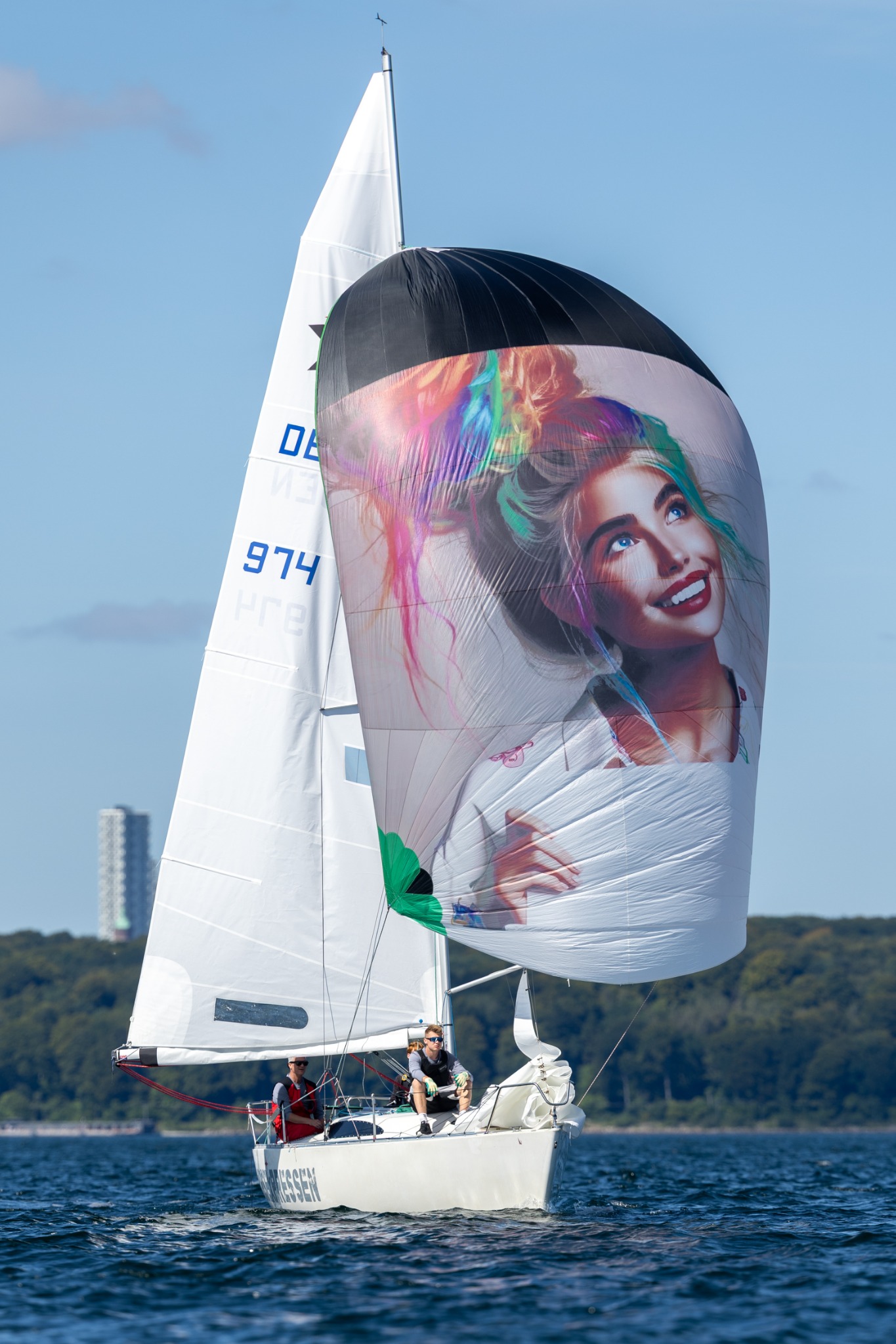 Full-colour artwork printed across a racing spinnaker